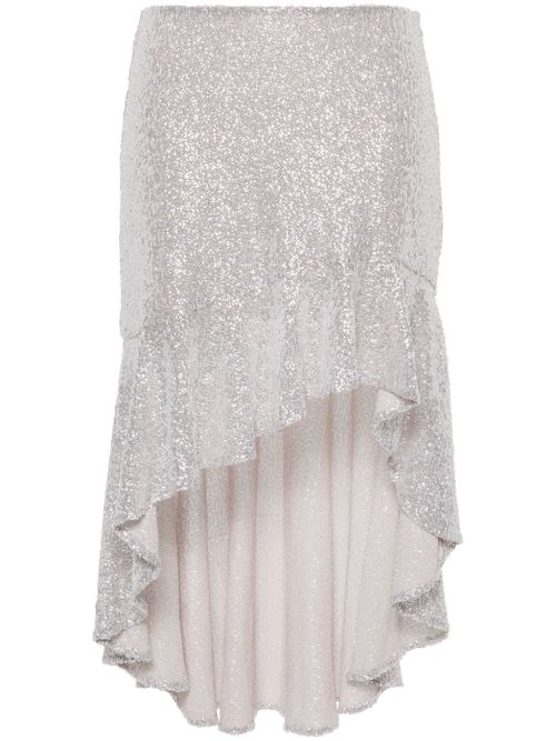Sequin-embellished asymmetric skirt - Silver