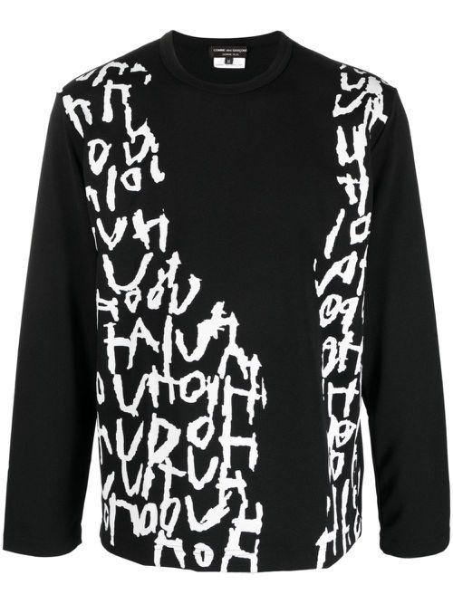 Script-print long-sleeved jumper - Black