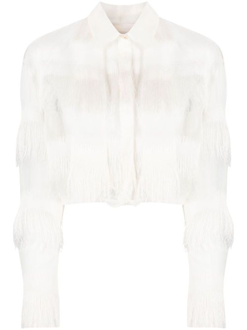 Semi-sheer fringed shirt - White