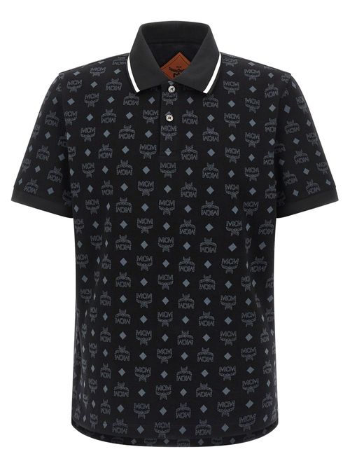 Logo-Jacquard Cotton Polo Shirt — Black