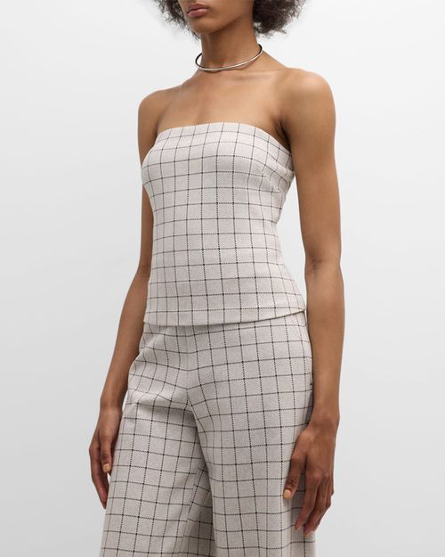 Windowpane Strapless Bandeau Tube Top