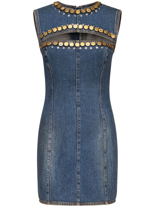 Button-embellished minidress - Blue