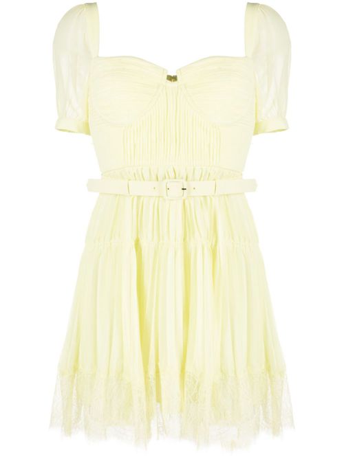 Chiffon lace-detail minidress - Yellow