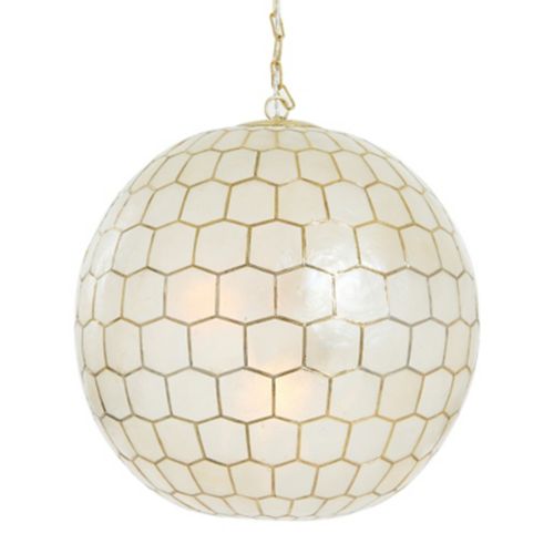 Storied Home Capiz Honeycomb Globe Chandelier Pendant Light, White
