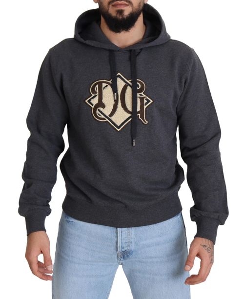 Logo-Embroidered Cotton Hoodie — Gray