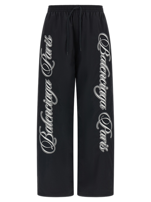 Logo-Embroidered Nylon Joggers — Black
