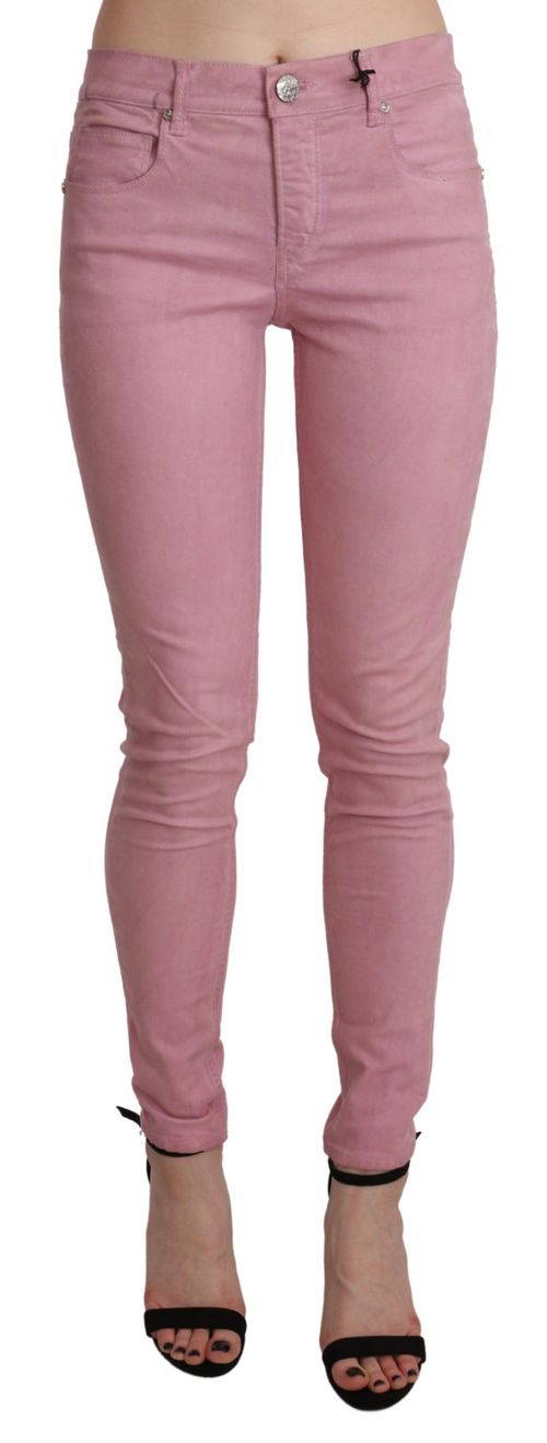 Acht Pink Mid Waist Skinny Stretch Denim Women's Pant