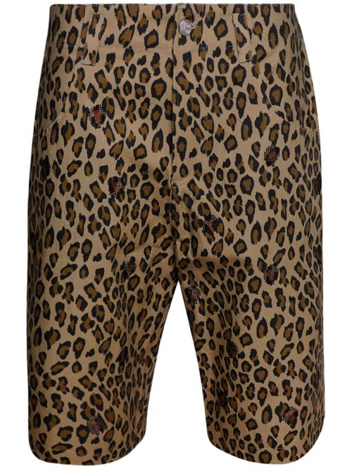 Leopard-print cotton shorts - Neutrals