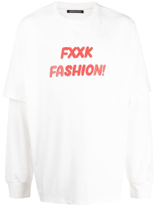Slogan-print double-sleeved T-shirt - White