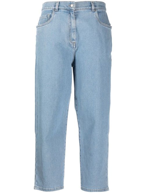High-waisted cropped jeans - Blue