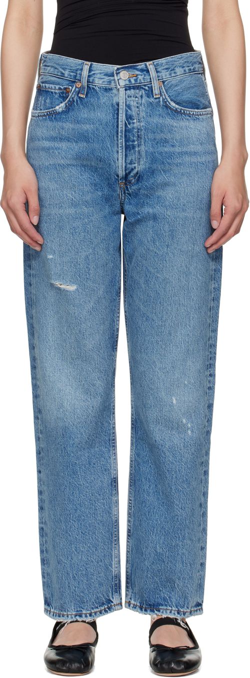 Blue 90's Mid Rise Straight Jeans