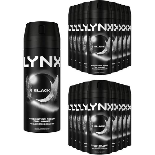 Lynx Black Body Spray Deodorant 48Hrs Hd Fragrance 150Ml, 18 Pack