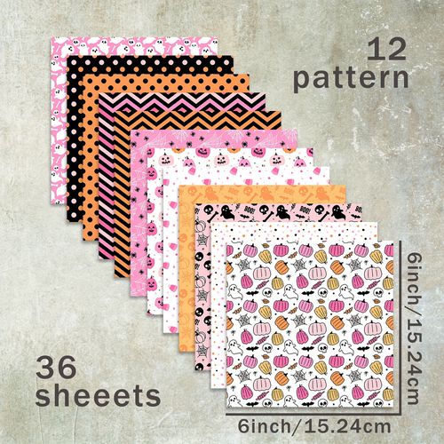 TEMU Craft Halloween Themed Paper Pad - 36 Sheets, 6x6-inch Designer Cardstock For Journaling, Scrapbooking, Card Making & Crafts, Include