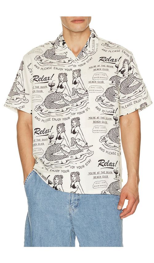 Duvin Design Relax Button Up Shirt in Cream. - S also in M, L, XL/1X