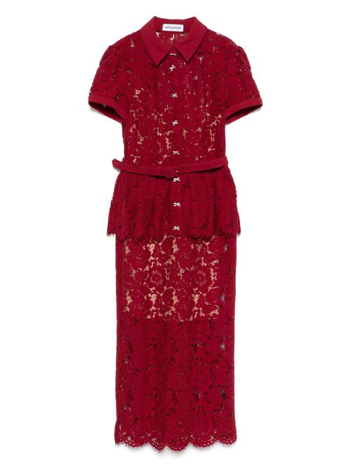 Lace peplum dress - Red