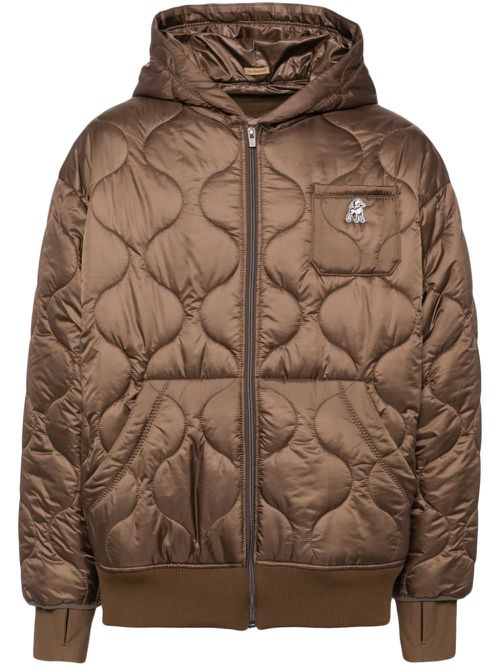 Appliqué logo down jacket - Brown