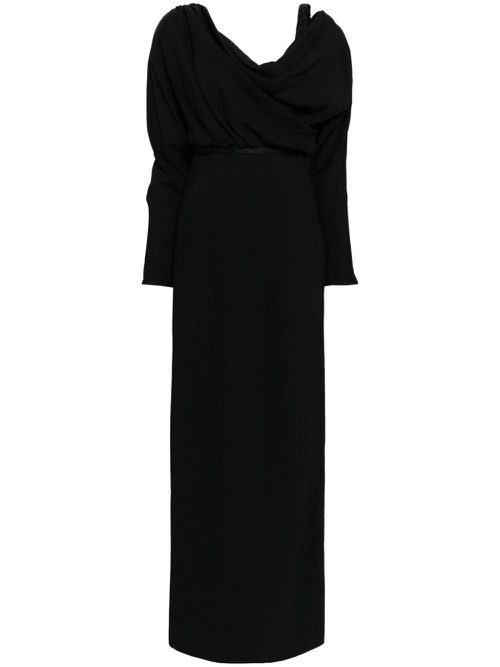 Draped belted midi dress - Black