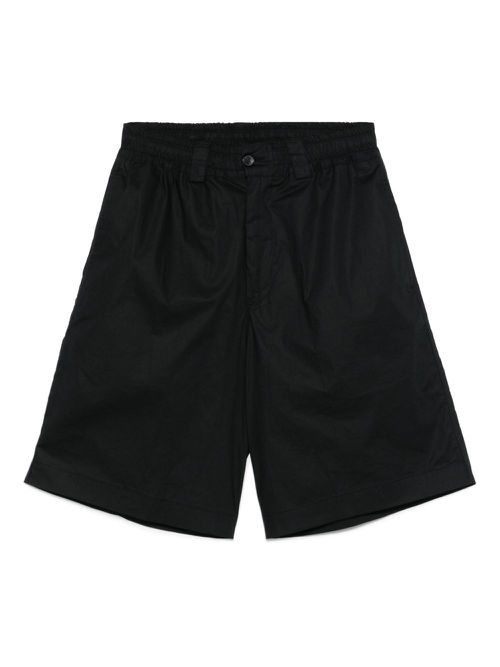 Elasticated-waist cotton shorts - Black