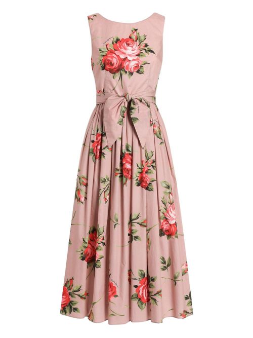 Roses Bouquet Print Long Dress