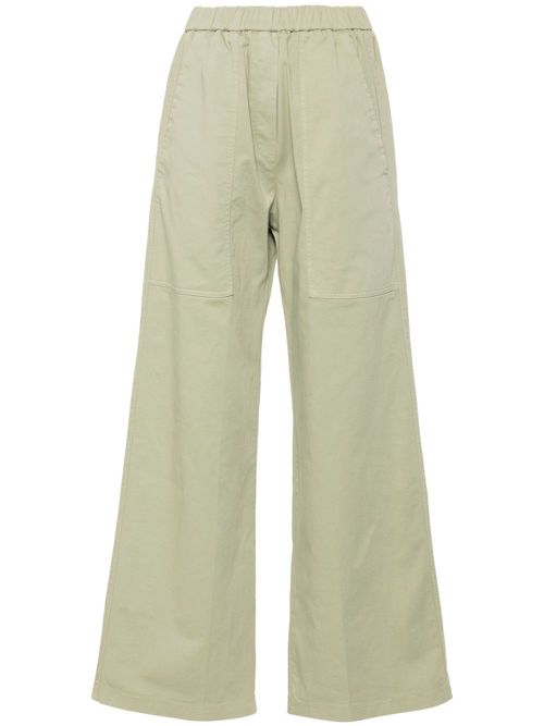 Pressed-crease wide leg trousers - Green