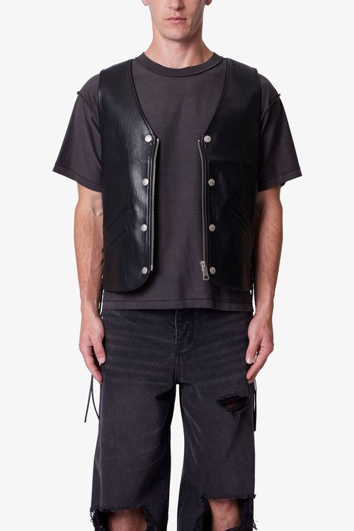 Vintage Biker Vest - Black