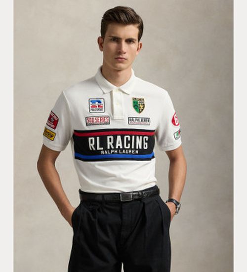 Polo Ralph Lauren for man. 710972334001 Custom Slim Fit white pique polo shirt (S), Casual, Cotton, Short sleeve