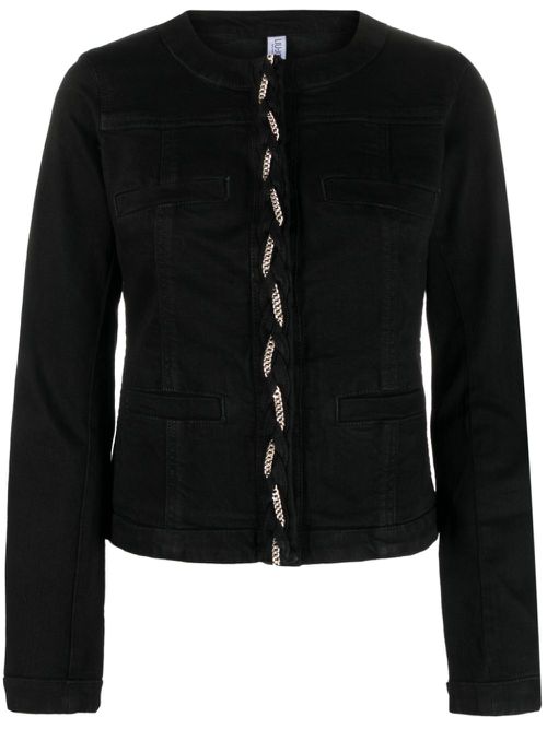 Chain-link detail denim jacket - Black