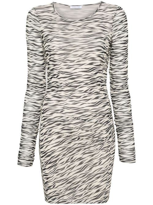 Zebra-print mesh minidress - Neutrals