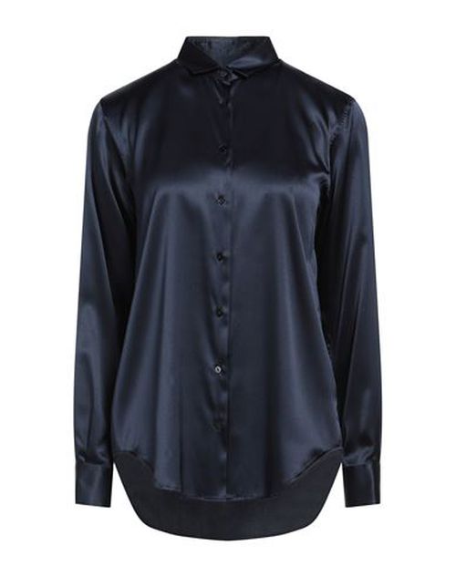 Woman Shirt Midnight blue Size 10 Silk, Elastane