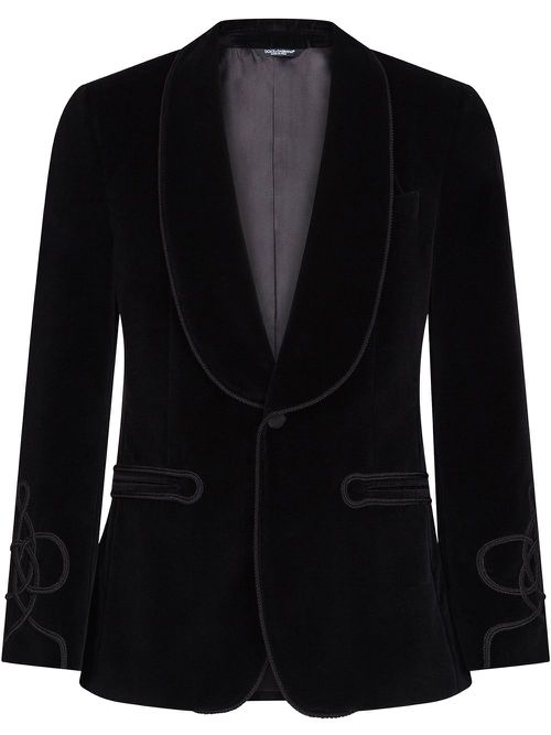 Single-breasted tailored tuxedo blazer - Black
