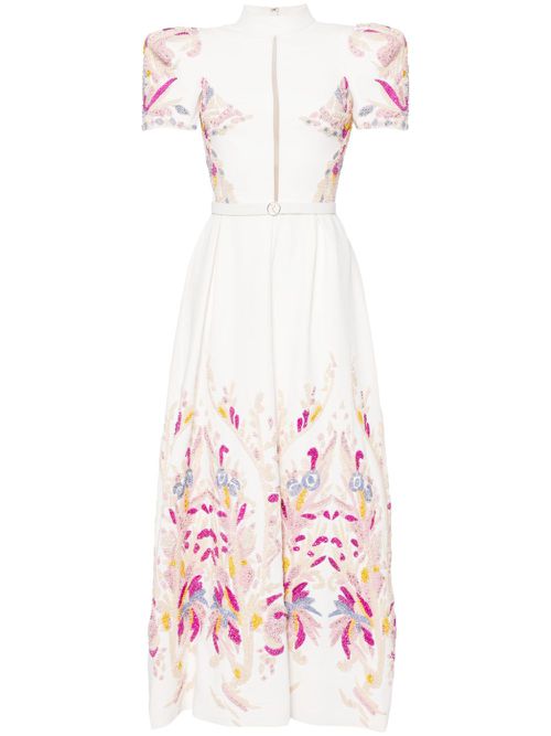 Bead-embellished crepe maxi dress - White