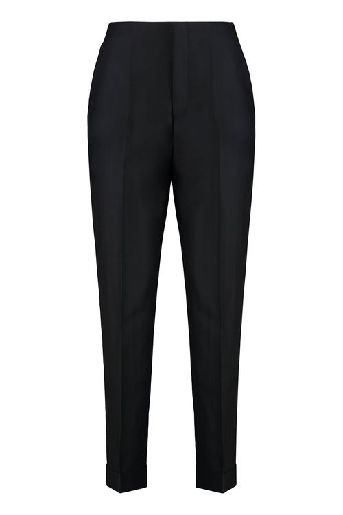 Elegant Wool and Silk Wide-Leg Pants