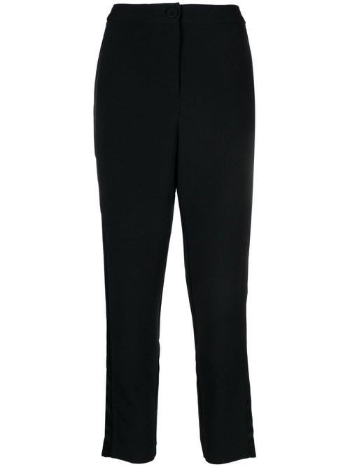 Satin-trim tailored trousers - Black