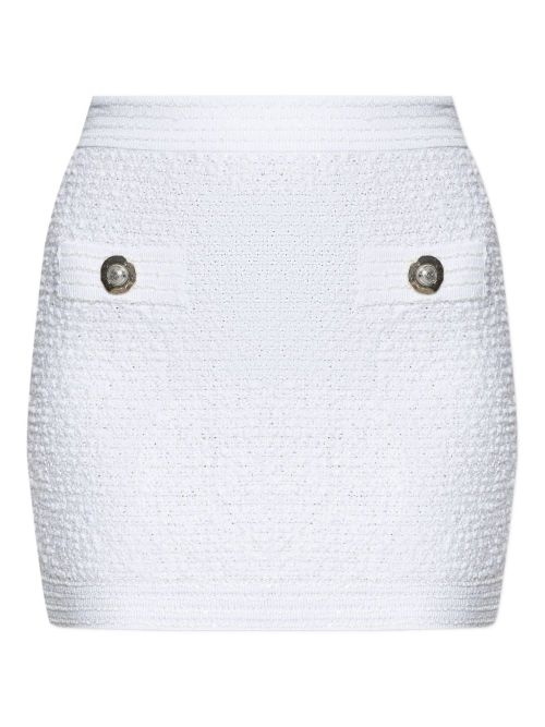 Tweed Mini Skirt — White