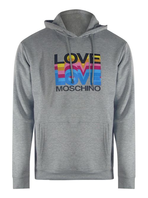 Love Moschino Multi Logo Grey Hoodie - Grey