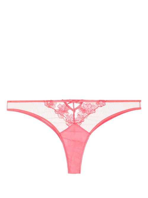 Petal floral-appliqué Cheeky thong - Pink