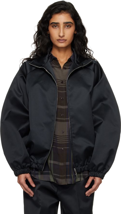 Black Baxter Satin Track Jacket