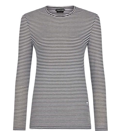 Black Crew Neck Stripes T-Shirt