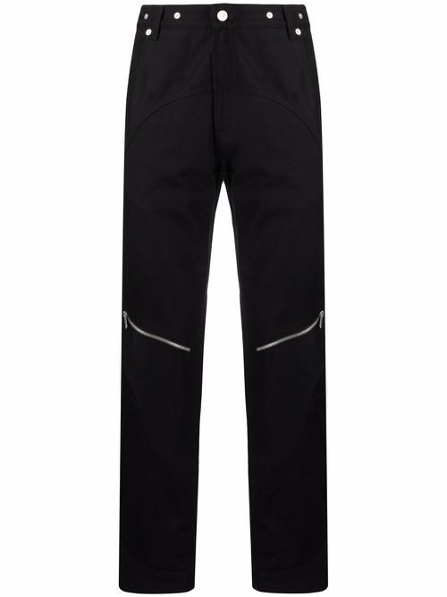Zip-detailed straight-leg trousers - Black