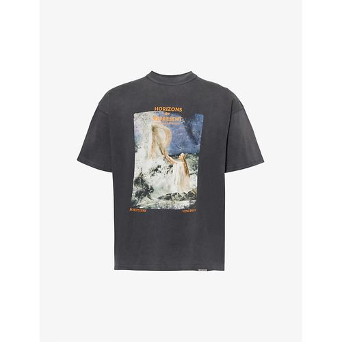 Mens Aged Black Higher Truth Branded-print Short-sleeved T-shirt
