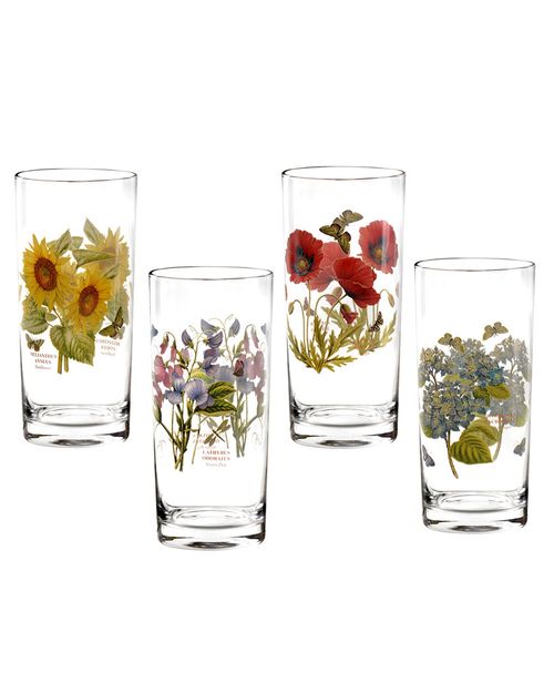 Portmeirion Set of 4 Botanic Garden Highball 15oz. Glasses
