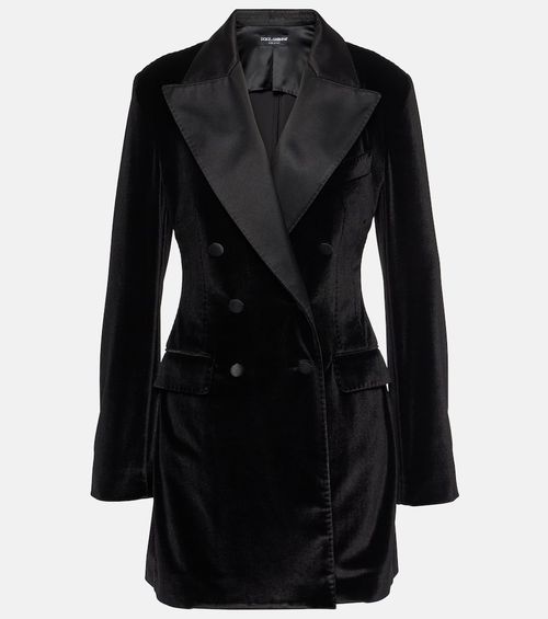 Double-breasted velvet blazer