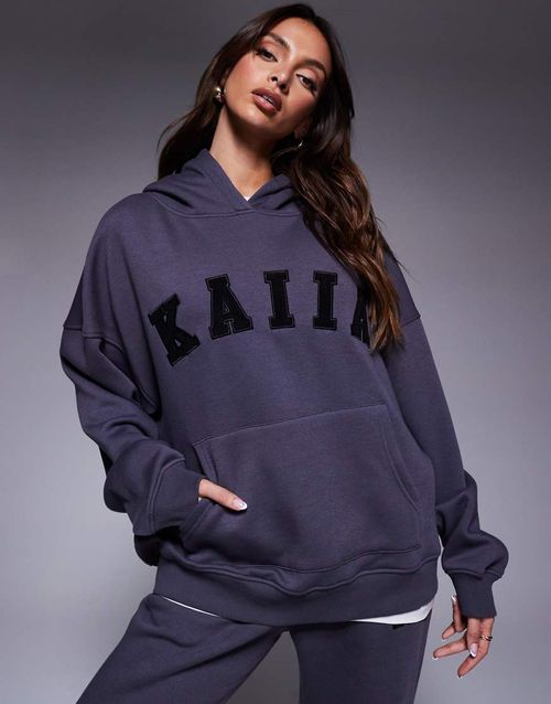 Kaiia logo oversized hoodie co-ord in dark grey