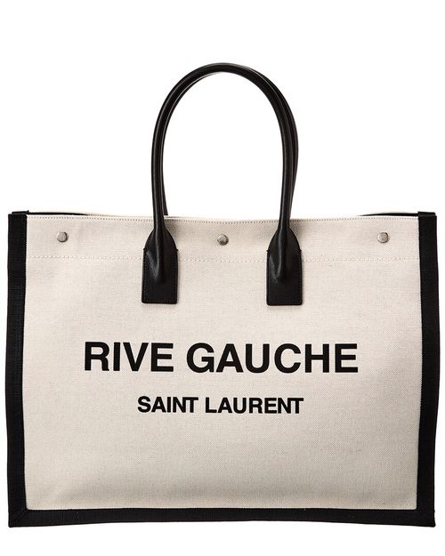 Rive Gauche Large Linen & Leather Tote