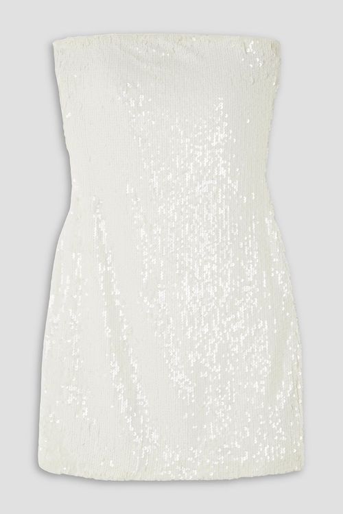 Strapless sequined stretch-tulle mini dress