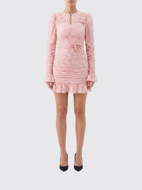 Padded Shoulder Polka Dot Mini Sheath Dress in Jersey