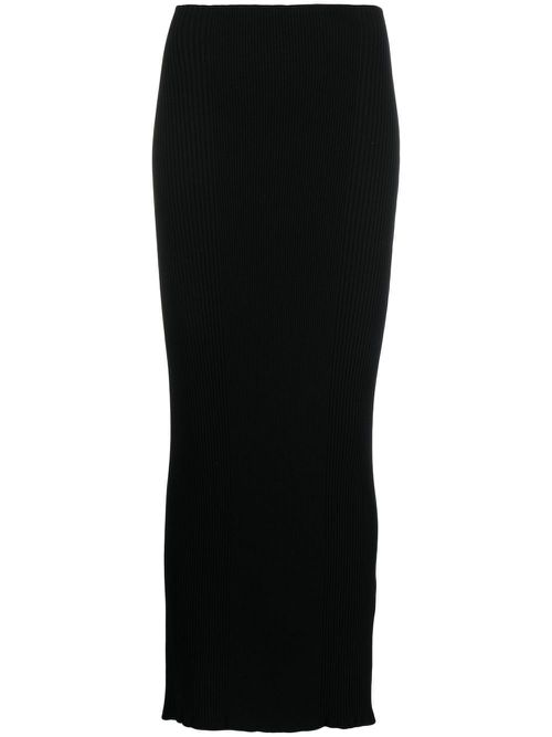 High-waisted knitted skirt - Black