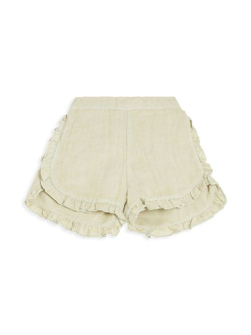 Ruffled linen shorts - Green