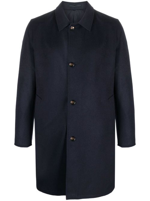Spread-collar single-breasted coat - Blue