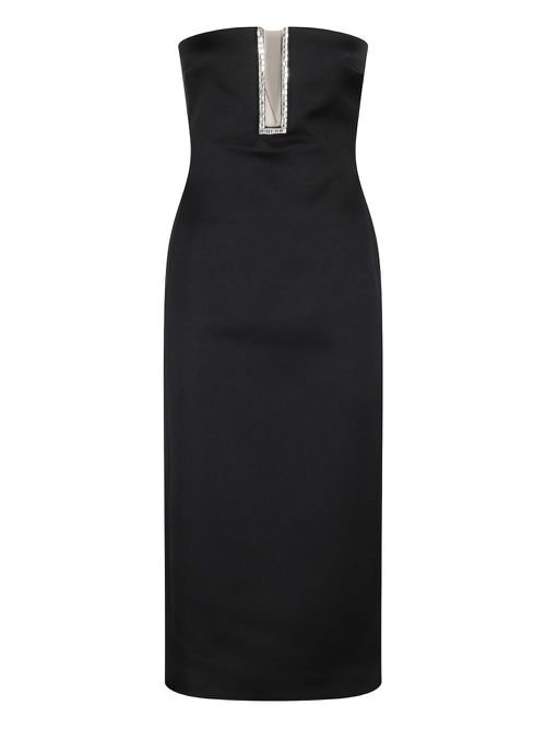 Rhinestone-embellished midi dress - Black